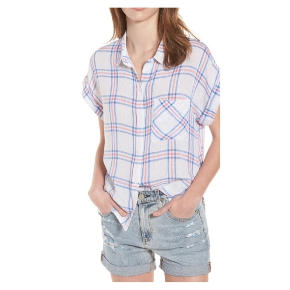 Rails- Whitney Raspberry Azure Linen Too Small - Picture 7 of 7